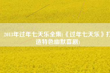 2013年过年七天乐全集(《过年七天乐》打造特色幽默喜剧)
