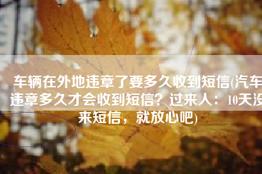 车辆在外地违章了要多久收到短信(汽车违章多久才会收到短信？过来人：10天没来短信，就放心吧)