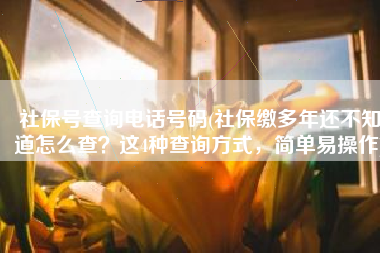社保号查询电话号码(社保缴多年还不知道怎么查？这4种查询方式，简单易操作)