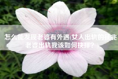 怎么能发现老婆有外遇(女人出轨的征兆：老婆出轨我该如何抉择？)