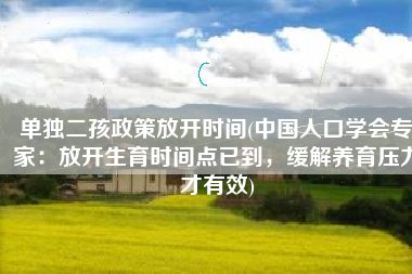 单独二孩政策放开时间(中国人口学会专家：放开生育时间点已到，缓解养育压力才有效)