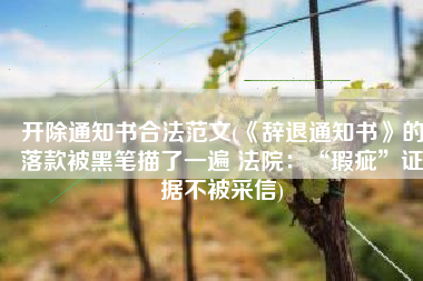 开除通知书合法范文(《辞退通知书》的落款被黑笔描了一遍 法院：“瑕疵”证据不被采信)