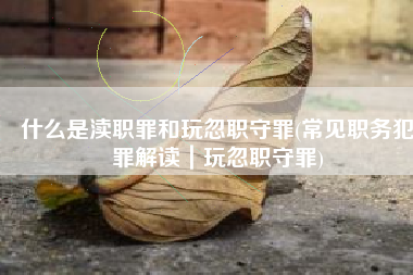 什么是渎职罪和玩忽职守罪(常见职务犯罪解读｜玩忽职守罪)