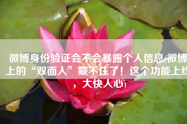 微博身份验证会不会暴露个人信息(微博上的“双面人”藏不住了！这个功能上线，大快人心)