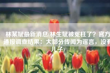 林某斌最新消息(林生斌被冤枉了？官方通报调查结果：大部分传闻为谣言，没有儿子)