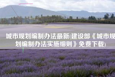 城市规划编制办法最新(建设部《城市规划编制办法实施细则》免费下载)