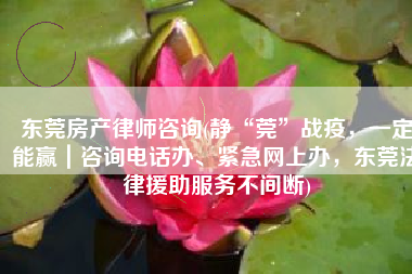 东莞房产律师咨询(静“莞”战疫，一定能赢｜咨询电话办、紧急网上办，东莞法律援助服务不间断)