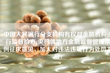 中国人民银行分支机构有权对金融机构进行监督检查(央行就地方金融监督管理条例征求意见，加大对违法违规行为处罚力度)