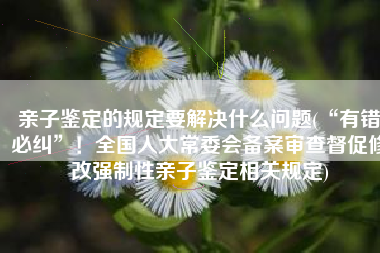 亲子鉴定的规定要解决什么问题(“有错必纠”！全国人大常委会备案审查督促修改强制性亲子鉴定相关规定)