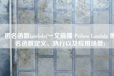 匿名函数lambda(一文搞懂 Python Lambda 匿名函数定义、执行以及应用场景)