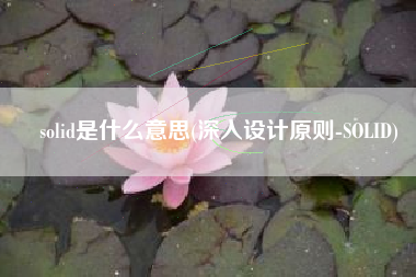 solid是什么意思(深入设计原则-SOLID)