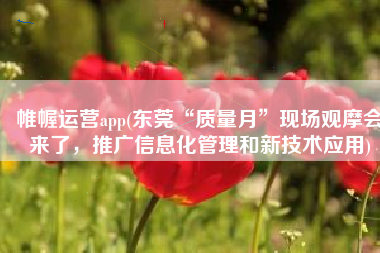 帷幄运营app(东莞“质量月”现场观摩会来了，推广信息化管理和新技术应用)