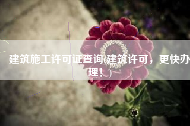 建筑施工许可证查询(建筑许可，更快办理！)