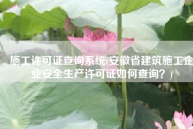 施工许可证查询系统(安徽省建筑施工企业安全生产许可证如何查询？)
