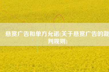 悬赏广告和单方允诺(关于悬赏广告的裁判规则)
