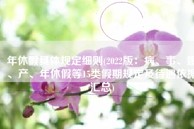 年休假具体规定细则(2022版：病、事、婚、产、年休假等15类假期规定及待遇依据汇总)