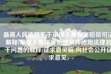 最高人民法院关于审理人身损害赔偿司法解释(审理人身损害赔偿案件适用法律若干问题的解释(征求意见稿)向社会公开征求意见)