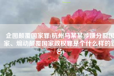 企图颠覆国家罪(杭州马某某涉嫌分裂国家、煽动颠覆国家政权罪是个什么样的罪名)