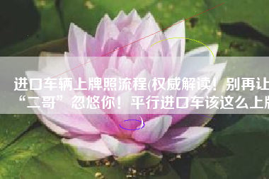 进口车辆上牌照流程(权威解读！别再让“二哥”忽悠你！平行进口车该这么上牌)