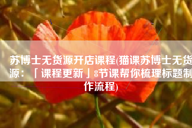 苏博士无货源开店课程(猫课苏博士无货源：「课程更新」8节课帮你梳理标题制作流程)