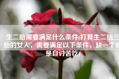 生二胎需要满足什么条件(打算生二胎三胎的女人，需要满足以下条件，缺一个就是自讨苦吃)