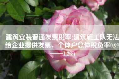 建筑安装普通发票税率(建筑施工队无法给企业提供发票，个体户总体税负率0.9%——1.2%)