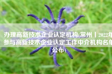 办理高新技术企业认定机构(常州丨2022年参与高新技术企业认定工作中介机构名单公布)