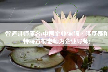智道讲师原名(中国企业500强·隆基泰和特聘姜桐老师为企业导师)