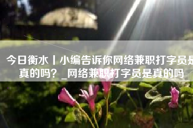 今日衡水丨小编告诉你网络兼职打字员是真的吗？_网络兼职打字员是真的吗