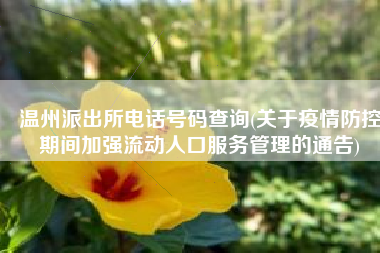 温州派出所电话号码查询(关于疫情防控期间加强流动人口服务管理的通告)