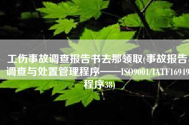 工伤事故调查报告书去那领取(事故报告、调查与处置管理程序——ISO9001/IATF16949 程序38)