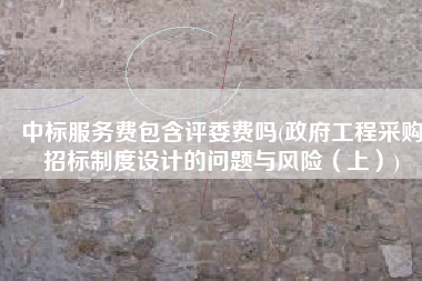 中标服务费包含评委费吗(政府工程采购招标制度设计的问题与风险（上）)
