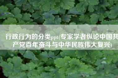 行政行为的分类ppt(专家学者纵论中国共产党百年奋斗与中华民族伟大复兴)