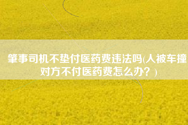 肇事司机不垫付医药费违法吗(人被车撞，对方不付医药费怎么办？)