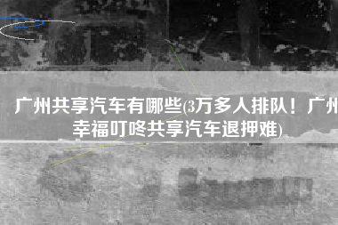 广州共享汽车有哪些(3万多人排队！广州幸福叮咚共享汽车退押难)