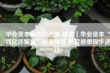 华业资本案件的进展(独家｜华业资本“百亿诈骗案”侦查终结 赃款追缴同步进行)