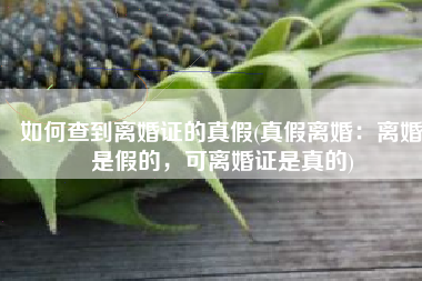 如何查到离婚证的真假(真假离婚：离婚是假的，可离婚证是真的)