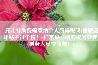 托儿补助费需缴纳个人所得税吗(差旅费津贴不征个税！6种常见补助的税务处理，财务人员快收藏！)