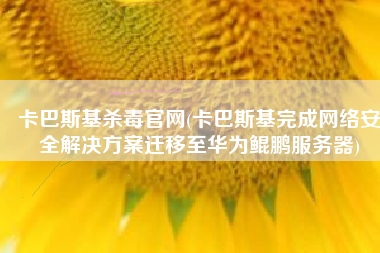 卡巴斯基杀毒官网(卡巴斯基完成网络安全解决方案迁移至华为鲲鹏服务器)