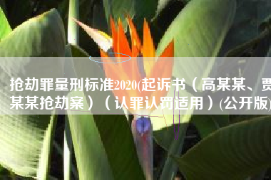 抢劫罪量刑标准2020(起诉书（高某某、贾某某抢劫案）（认罪认罚适用）(公开版))