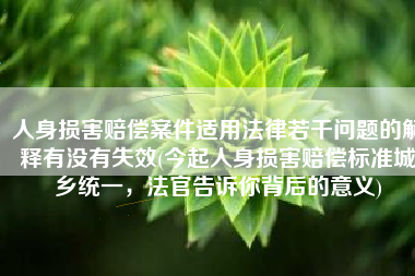 人身损害赔偿案件适用法律若干问题的解释有没有失效(今起人身损害赔偿标准城乡统一，法官告诉你背后的意义)