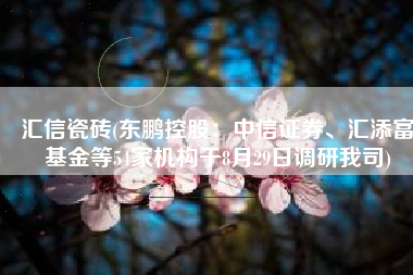 汇信瓷砖(东鹏控股：中信证券、汇添富基金等54家机构于8月29日调研我司)