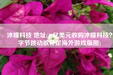 沐瞳科技 地址(40亿美元收购沐瞳科技？字节跳动欲补足海外游戏版图)