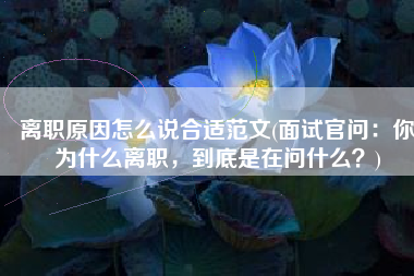 离职原因怎么说合适范文(面试官问：你为什么离职，到底是在问什么？)