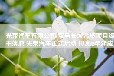 光束汽车有限公司(宝马长城合资项目终于落地 光束汽车正式启动 拟2022年建成)