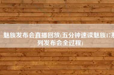 魅族发布会直播回放(五分钟速读魅族17系列发布会全过程)
