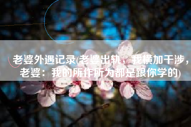 老婆外遇记录(老婆出轨，我横加干涉，老婆：我的所作所为都是跟你学的)