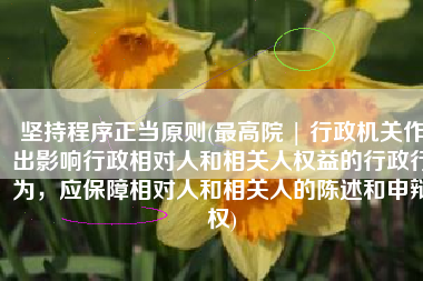 坚持程序正当原则(最高院 | 行政机关作出影响行政相对人和相关人权益的行政行为，应保障相对人和相关人的陈述和申辩权)