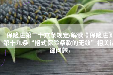 保险法第二十六条规定(解读《保险法》第十九条“格式保险条款的无效”相关法律问题)