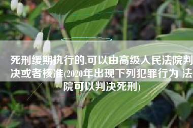死刑缓期执行的,可以由高级人民法院判决或者核准(2020年出现下列犯罪行为 法院可以判决死刑)